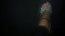 Walking in the Rain with sexy Stilettos and Nylons