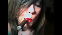 Chubby Domme Using A Holder To Smoke Her Cigar - Smoking Fetish